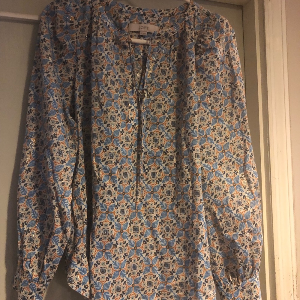 LOFT blouse with tie.